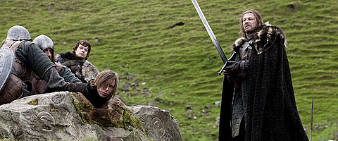 Eddard Stark about to execute Will, with the Valyrian steel greatsword Ice